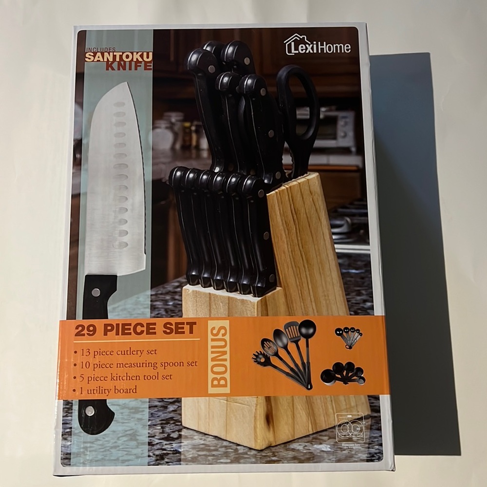 Lexi Home Santoku Knife 29 piece Set Bonus New